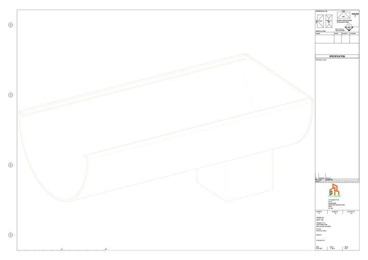 Aluminium Radius Gutter - Type 2 - End Spout - 63 Sq