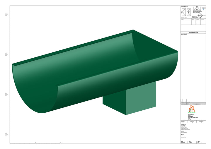Aluminium Radius Gutter - Type 3 - End Spout - 63 Sq