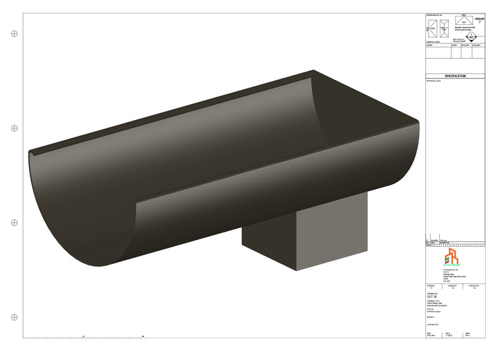 Aluminium Radius Gutter - Type 3 - End Spout - 63 Sq