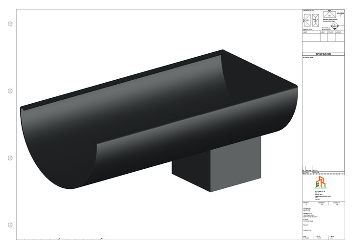 Aluminium Radius Gutter - Type 3 - End Spout - 63 Sq