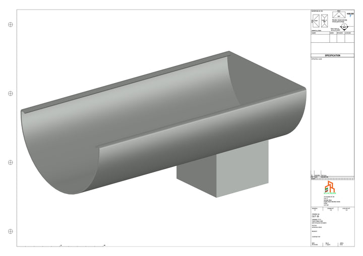 Aluminium Radius Gutter - Type 3 - End Spout - 63 Sq