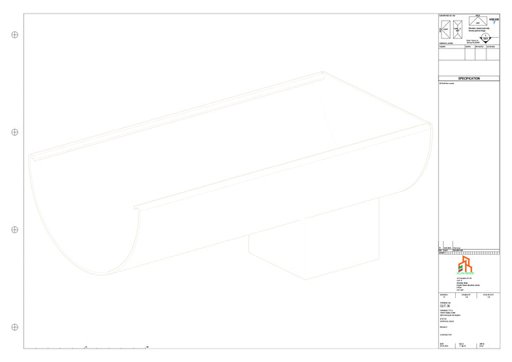 Aluminium Radius Gutter - Type 3 - End Spout - 63 Sq