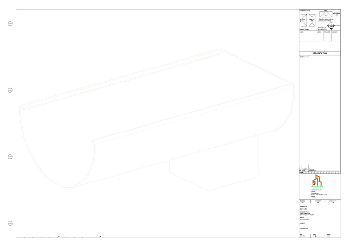 Aluminium Radius Gutter - Type 3 - End Spout - 63 Sq