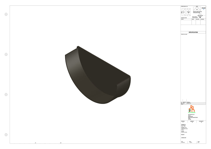 Aluminium Radius Gutter - Type 3 - Stopend