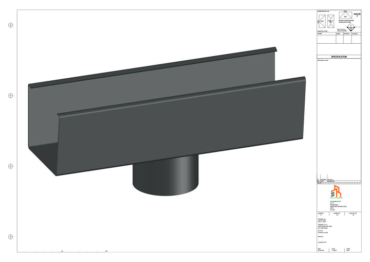 Aluminium Single Slope Gutter - Type 4 - Centre Spout - 63 Dia