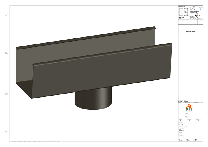 Aluminium Single Slope Gutter - Type 4 - Centre Spout - 63 Dia