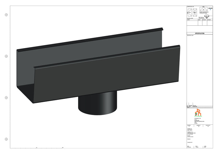 Aluminium Single Slope Gutter - Type 4 - Centre Spout - 63 Dia