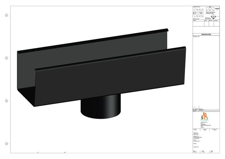Aluminium Single Slope Gutter - Type 4 - Centre Spout - 63 Dia