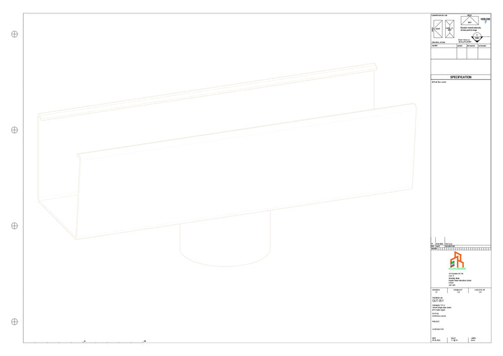 Aluminium Single Slope Gutter - Type 4 - Centre Spout - 63 Dia