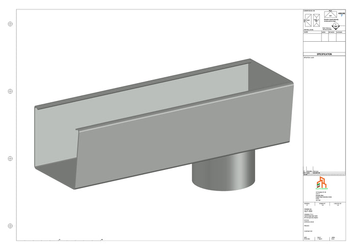 Aluminium Radius Gutter - Type 4 - End Spout - 76 Dia
