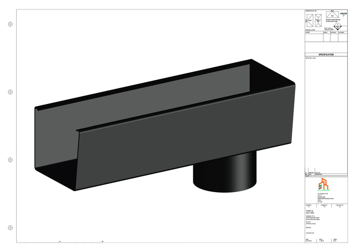 Aluminium Radius Gutter - Type 4 - End Spout - 76 Dia