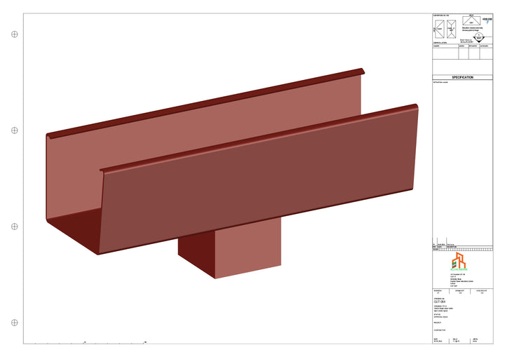 Aluminium Radius Gutter - Type 6 - Centre Spout - 100 Sq