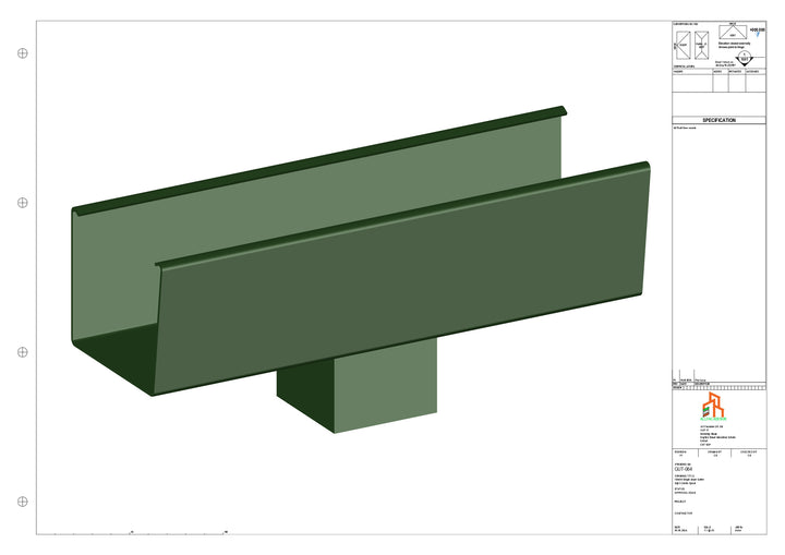 Aluminium Radius Gutter - Type 6 - Centre Spout - 76 Sq