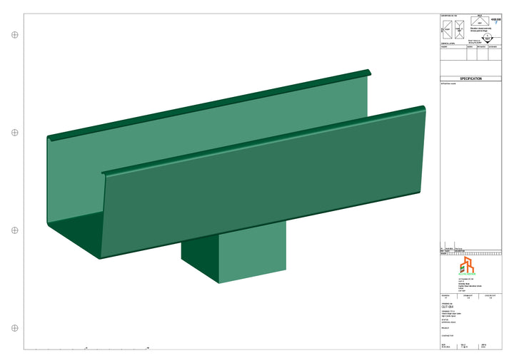 Aluminium Radius Gutter - Type 6 - Centre Spout - 100 Sq