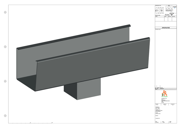 Aluminium Radius Gutter - Type 4 - Centre Spout - 63 Sq