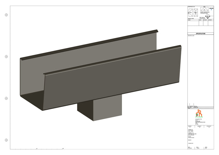 Aluminium Radius Gutter - Type 4 - Centre Spout - 76 Sq