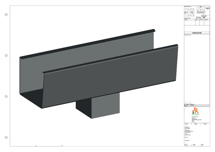 Aluminium Radius Gutter - Type 4 - Centre Spout - 63 Sq