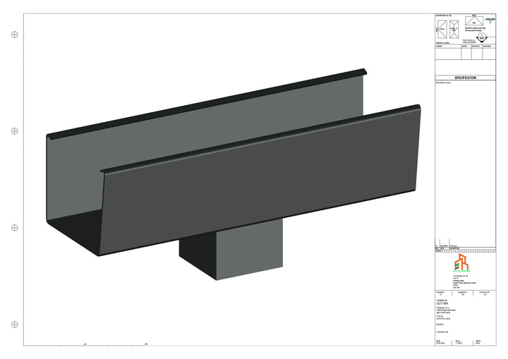 Aluminium Radius Gutter - Type 6 - Centre Spout - 63 Sq