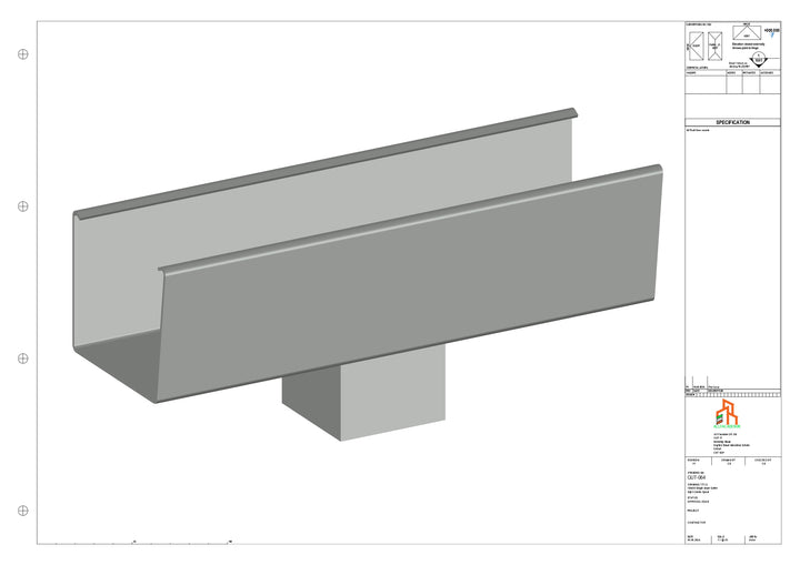 Aluminium Radius Gutter - Type 6 - Centre Spout - 63 Sq