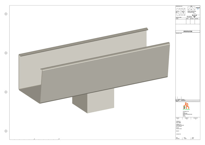 Aluminium Radius Gutter - Type 6 - Centre Spout - 100 Sq