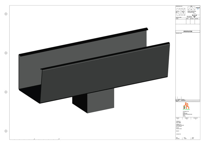 Aluminium Radius Gutter - Type 6 - Centre Spout - 100 Sq
