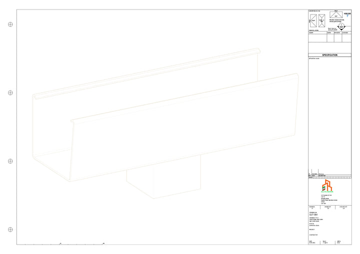 Aluminium Radius Gutter - Type 5 - Centre Spout - 100 Sq