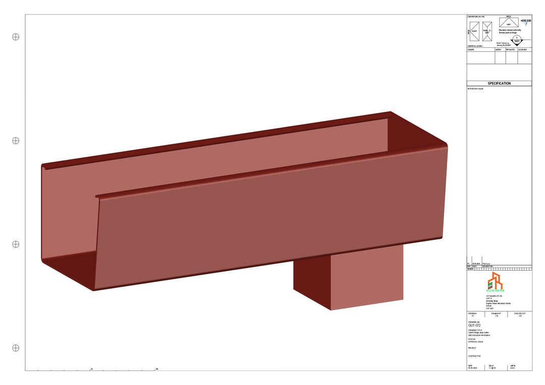 Aluminium Radius Gutter - Type 4 - End Spout - 63 Sq