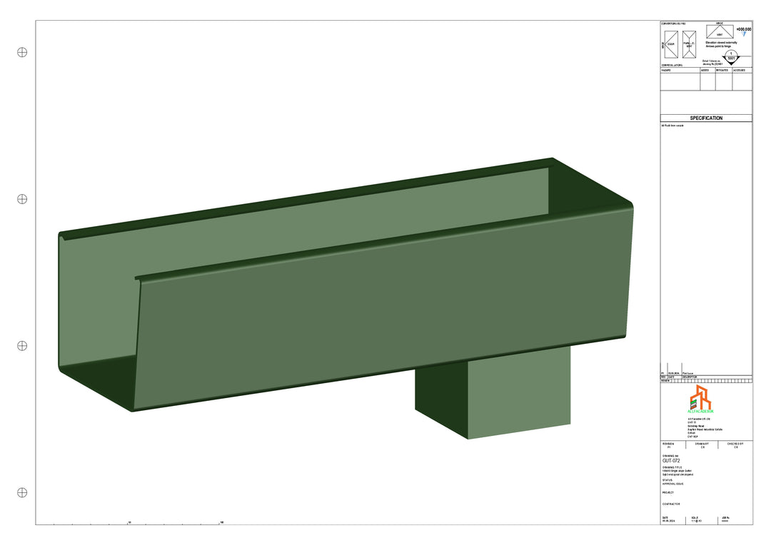 Aluminium Radius Gutter - Type 4 - End Spout - 63 Sq