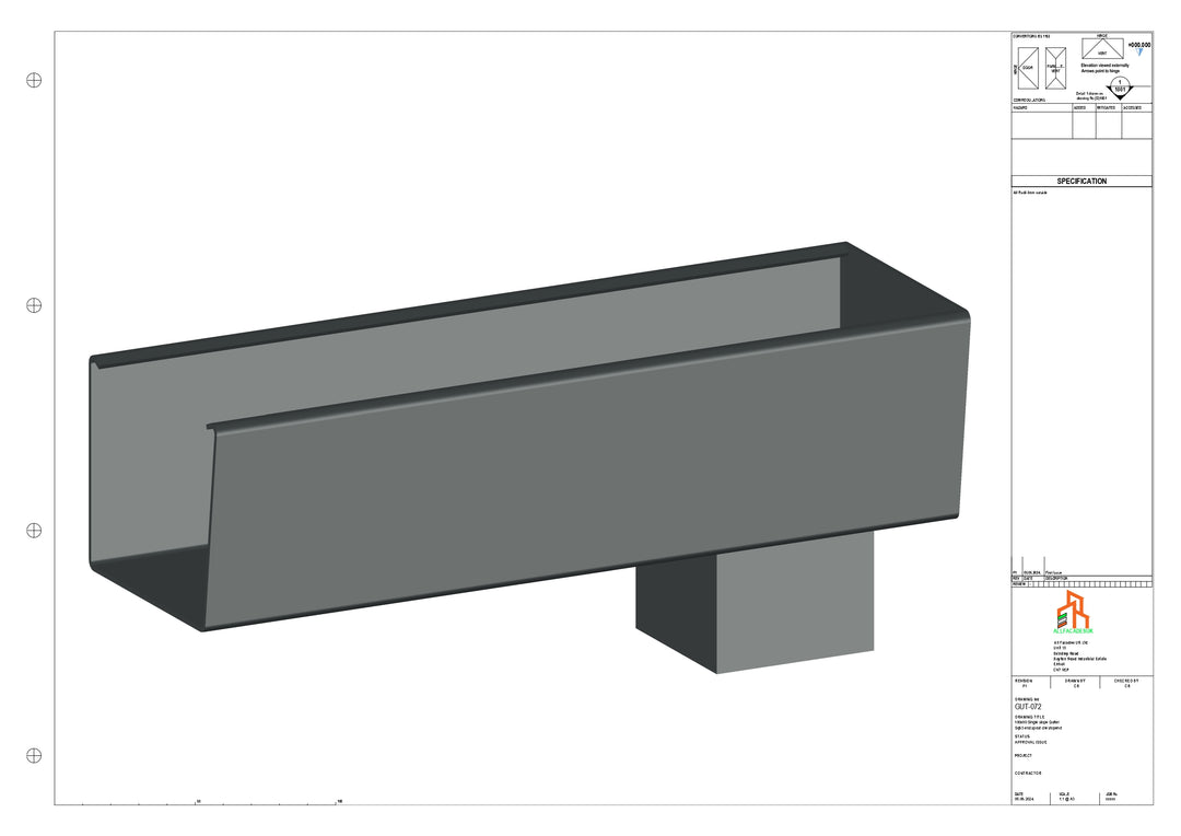 Aluminium Radius Gutter - Type 4 - End Spout - 76 Sq
