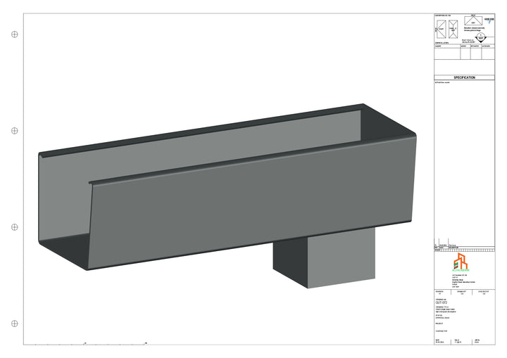 Aluminium Radius Gutter - Type 4 - End Spout - 76 Sq