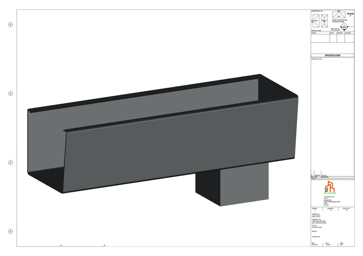 Aluminium Radius Gutter - Type 4 - End Spout - 76 Sq