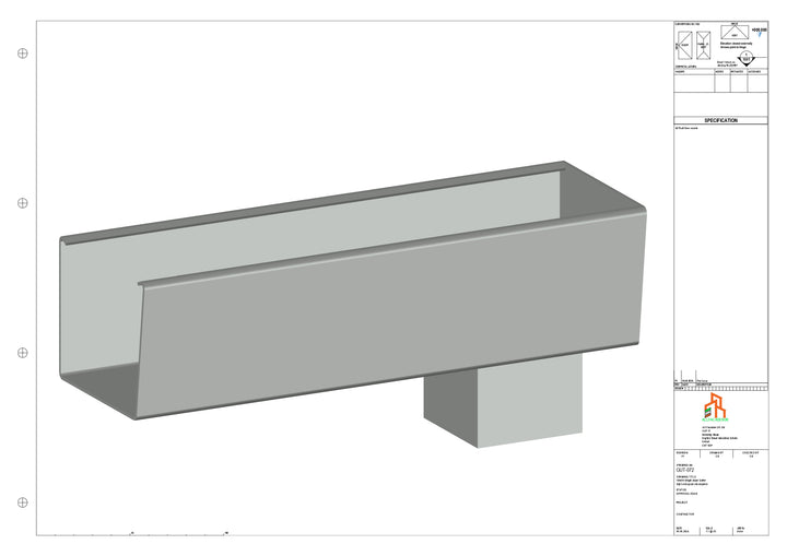 Aluminium Radius Gutter - Type 4 - End Spout - 76 Sq