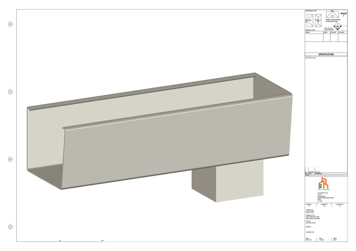 Aluminium Radius Gutter - Type 4 - End Spout - 63 Sq