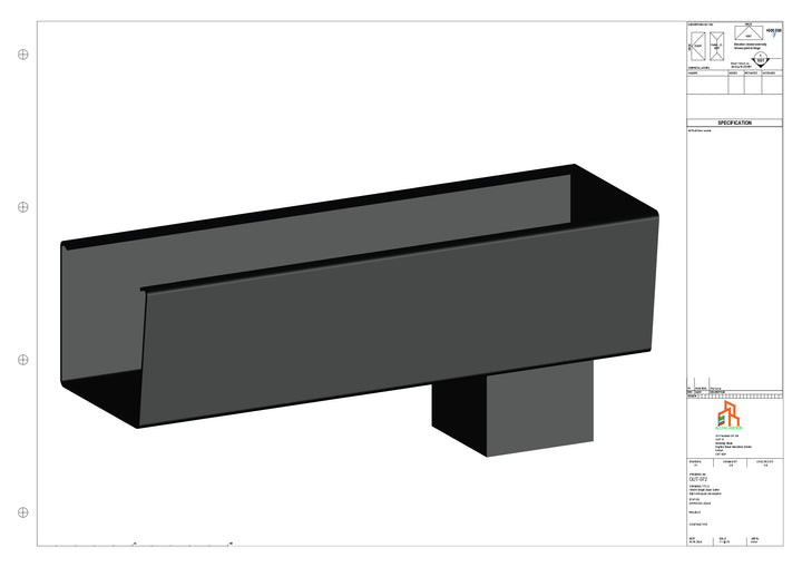 Aluminium Radius Gutter - Type 4 - End Spout - 76 Sq