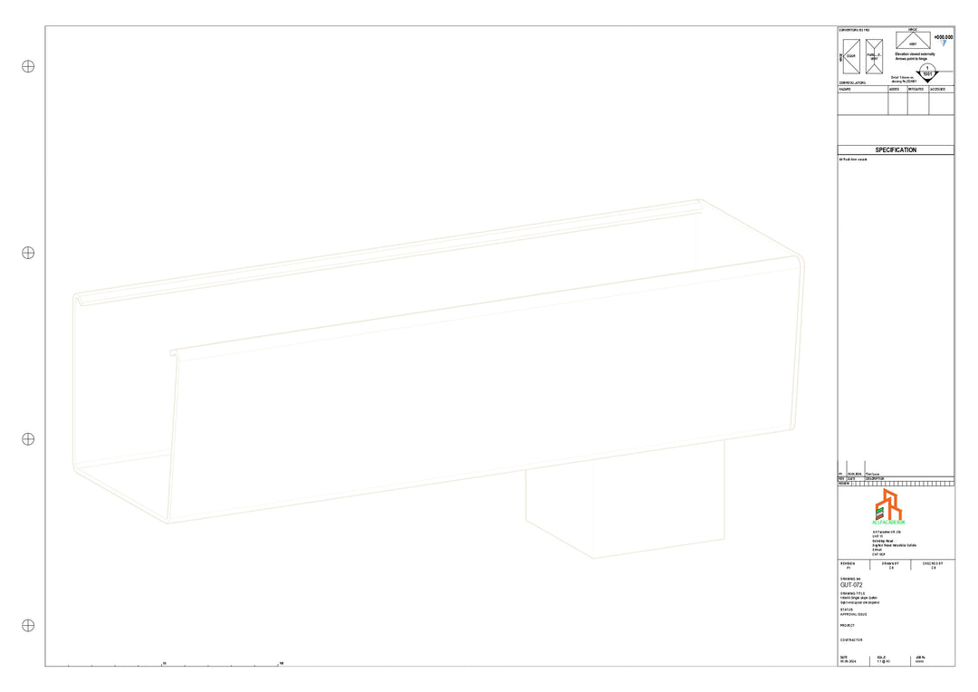 Aluminium Radius Gutter - Type 4 - End Spout - 76 Sq