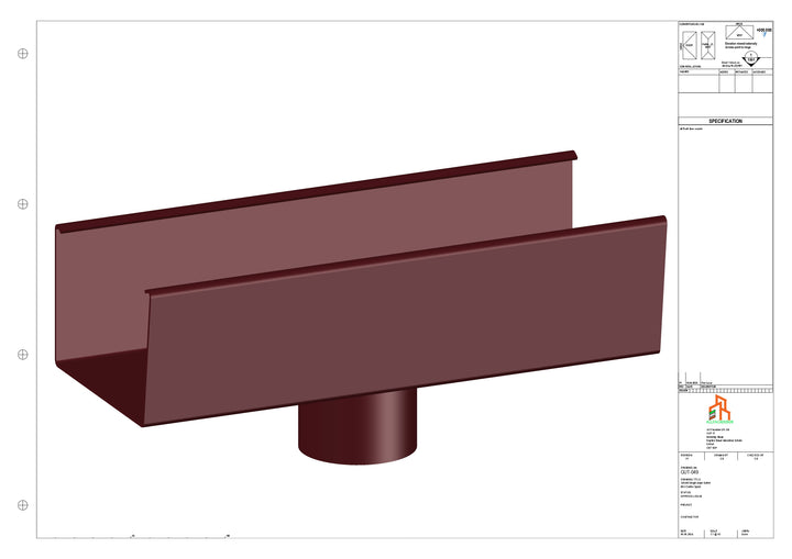 Aluminium Single Slope Gutter - Type 5 - Centre Spout - 76 Dia