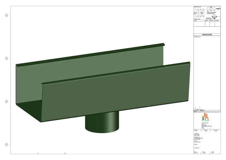 Aluminium Single Slope Gutter - Type 5 - Centre Spout - 76 Dia