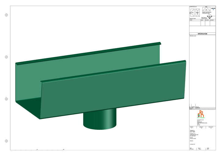 Aluminium Single Slope Gutter - Type 5 - Centre Spout - 63 Dia