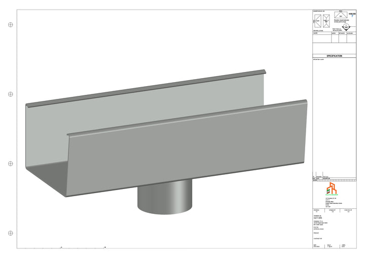 Aluminium Single Slope Gutter - Type 5 - Centre Spout - 76 Dia