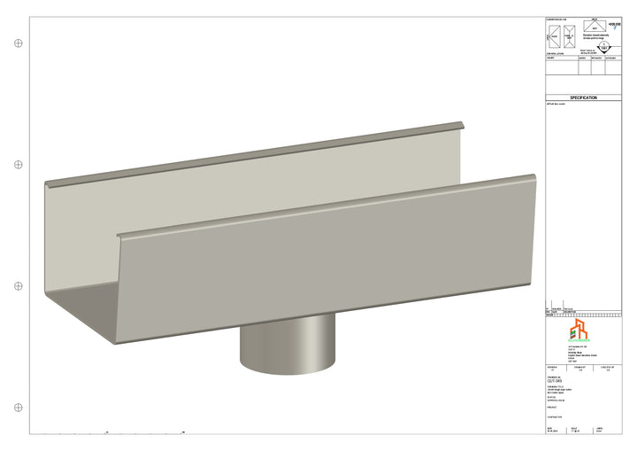 Aluminium Single Slope Gutter - Type 5 - Centre Spout - 76 Dia