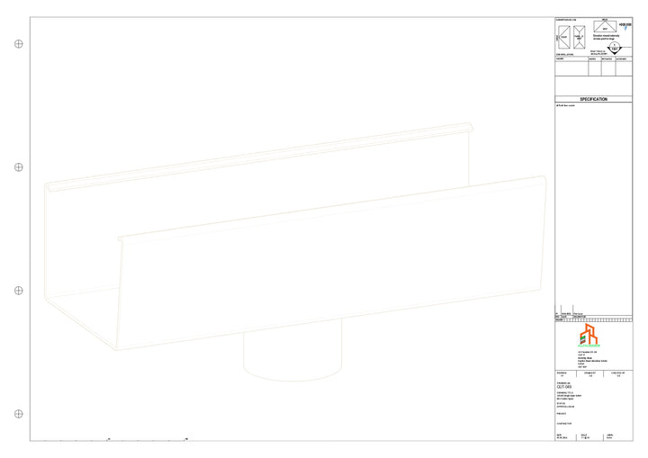 Aluminium Single Slope Gutter - Type 5 - Centre Spout - 63 Dia