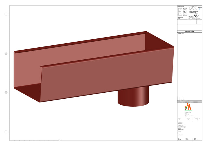 Aluminium Radius Gutter - Type 5 - End Spout - 76 Dia