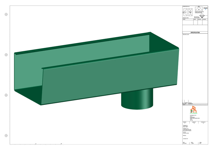 Aluminium Radius Gutter - Type 5 - End Spout - 76 Dia