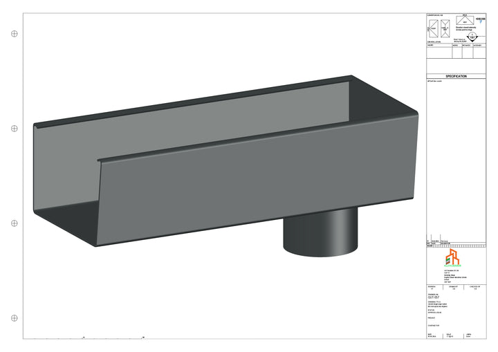 Aluminium Radius Gutter - Type 5 - End Spout - 76 Dia