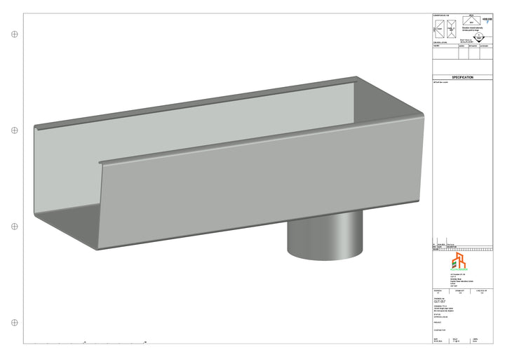 Aluminium Radius Gutter - Type 5 - End Spout - 100 Dia