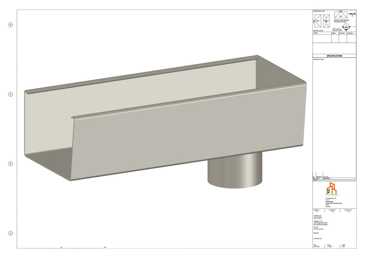 Aluminium Radius Gutter - Type 5 - End Spout - 100 Dia