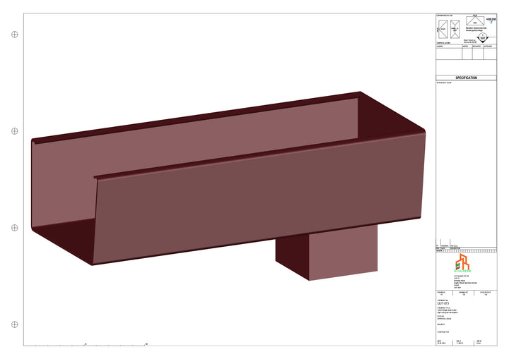 Aluminium Radius Gutter - Type 5 - End Spout - 100 Sq