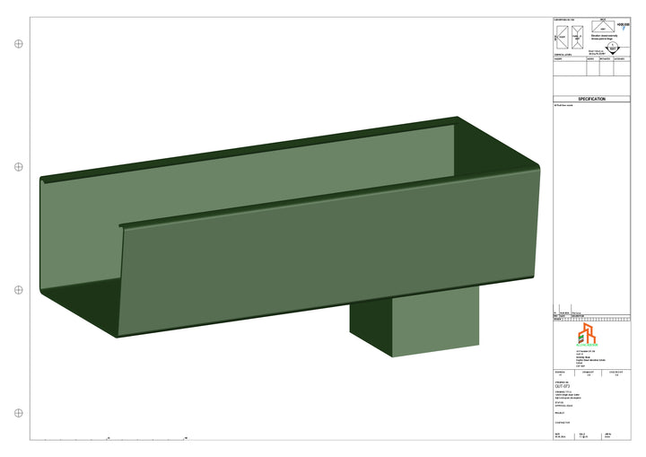 Aluminium Radius Gutter - Type 5 - End Spout - 76 Sq