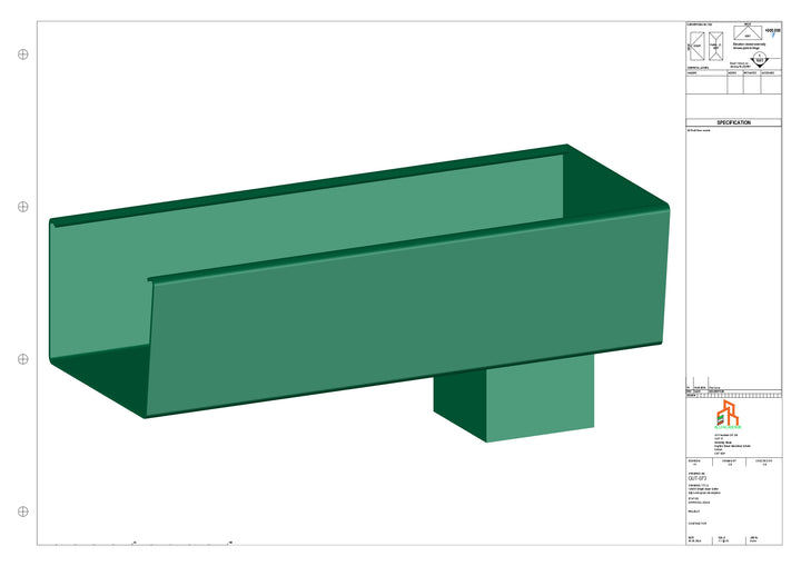 Aluminium Radius Gutter - Type 5 - End Spout - 76 Sq