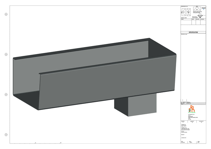 Aluminium Radius Gutter - Type 5 - End Spout - 63 Sq
